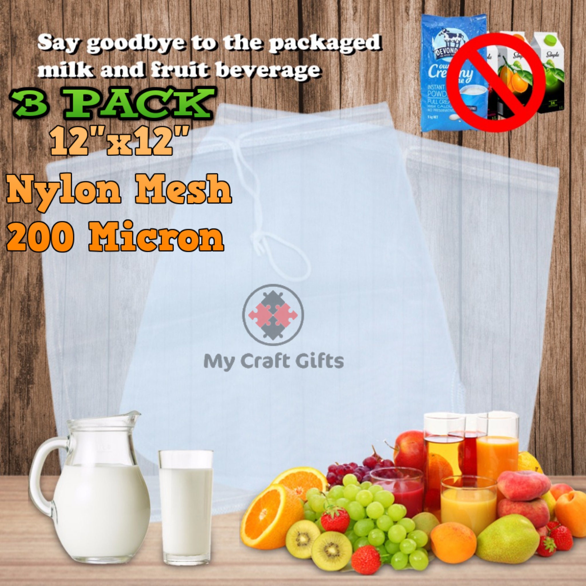 Nuss Milch Beutel Nylon Mesh Sieb wiederverwendbar Lebensmittel Tee Saft Pulp Filter Pack 3 Nuss Milch Beutel Nylon Mesh Sieb wiederverwendbar Lebensmittel Tee Saft Pulp Filter Pack 3