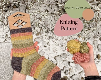 Rumphius Sock Pattern // Hand Knit Socks // Colorwork Sock Pattern // Cozy Mini Skein Project