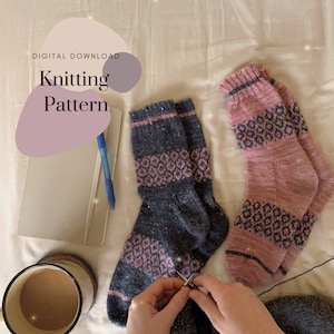 Soft Morning Socks // Simple Colorwork Pattern // Digital Download Indie Knitting Pattern image 1