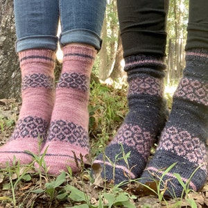 Soft Morning Socks // Simple Colorwork Pattern // Digital Download Indie Knitting Pattern image 2