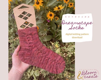 Dreamscape Socks // Digital Knitting Pattern // Simple Cable Sock Pattern // Hand Knit Socks