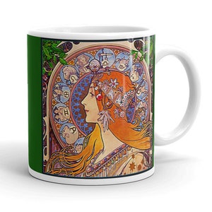 Zodiac Maden Mug, Art Nouveau, Astrologie, impression d’art, cadeau pour Vierge, décoration Boho. cadeau de pendaison de crémaillère, décoration de cuisine, impression d’art Mucha, docor de cuisine