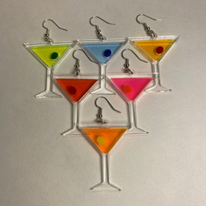 Martini Glass Acrylic Earrings