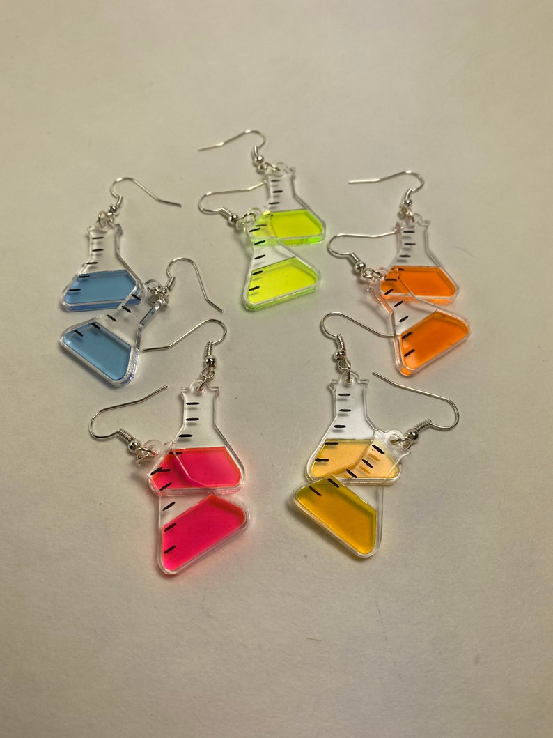 Erlenmeyer Flask Acrylic Earrings Etsy