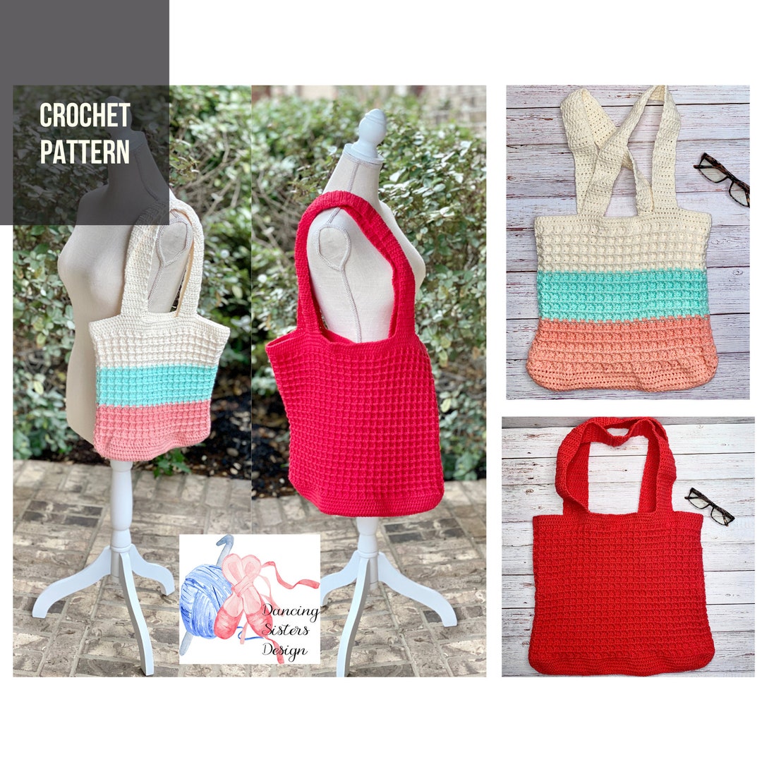 Boho Waffle Market Tote Bag Crochet Pattern - Instant Download ...