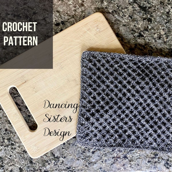 Diagonal Waffle Dishcloth Crochet Pattern - Instant Download, Textured Waffle Stitch Kitchen Towel, Hot Pad Crochet Project, Scrubber, Wipe