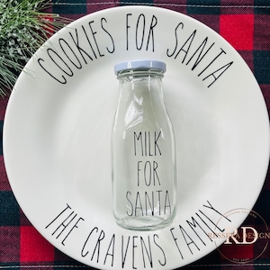 Cookies for Santa Personalized Plate | Rae Dunn Inspired | santa milk bottle | christmas decor | Merry Christmas | holiday must haves