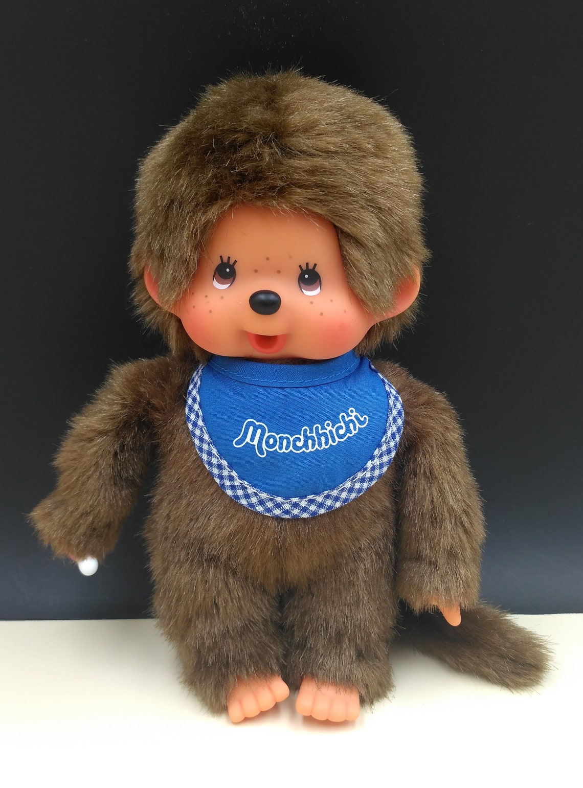 Monchhichi Doll in a blue bib 7inch Etsy