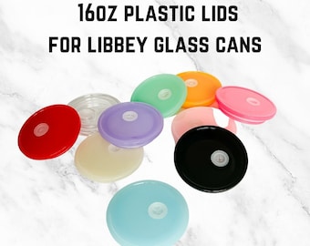 Glass Can Lid: Colorful Plastic Top without Bamboo Straw - Fits 16oz Libbey Beer Can Glasses