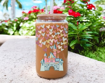 Happiest Place on Earth Castle Coffee Glass Can | Princess Castle Mug | Mouse Ears Coffee Cup | 16 Libbey Glass | Mouse Friend Coffee Glass