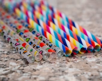 Primary Color Reusable Straw | Cold Cup Straw | Iced Coffee Straw | Drink Straw | Leopard Print Straw | Teacher Straw | Multi Twist Straw