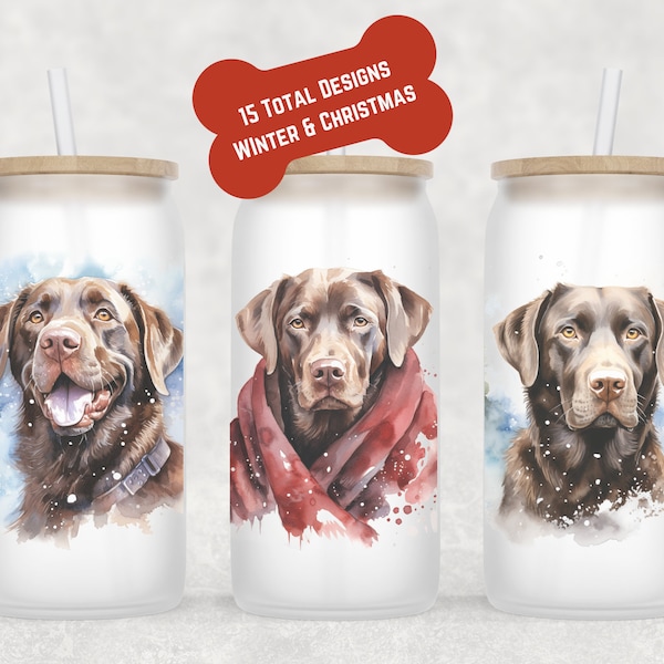 Chocolate Lab Christmas Coffee Glass | Dog Mom Gift | Labrardor Christmas Mug | Chocolate Lab Coffee Cup | Christmas Coffee Mug