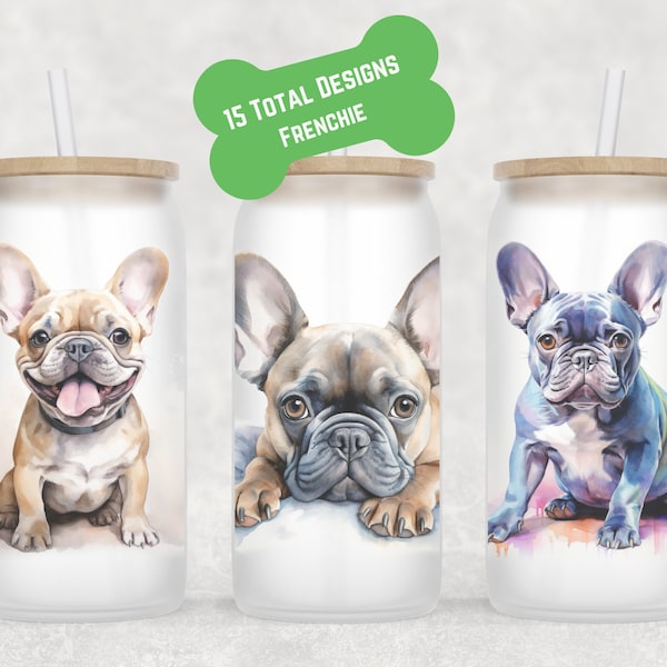 French Bulldog Beer Can Glass | Dog Mom Gift | Frenchie Mug | Coffee Iced Coffee Cup | Fur Mom Coffee Mug | Glass Coffee Cup | Frenchie Cup