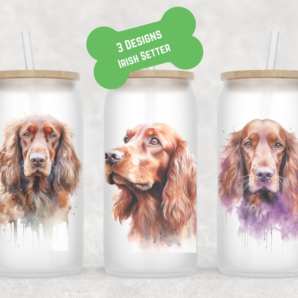 Irish Setter Beer Can Glass | Dog Mom Gift | Irish Setter Mug | Irish Setter Coffee Cup | Fur Mom Coffee Mug | Glass Coffee Cup