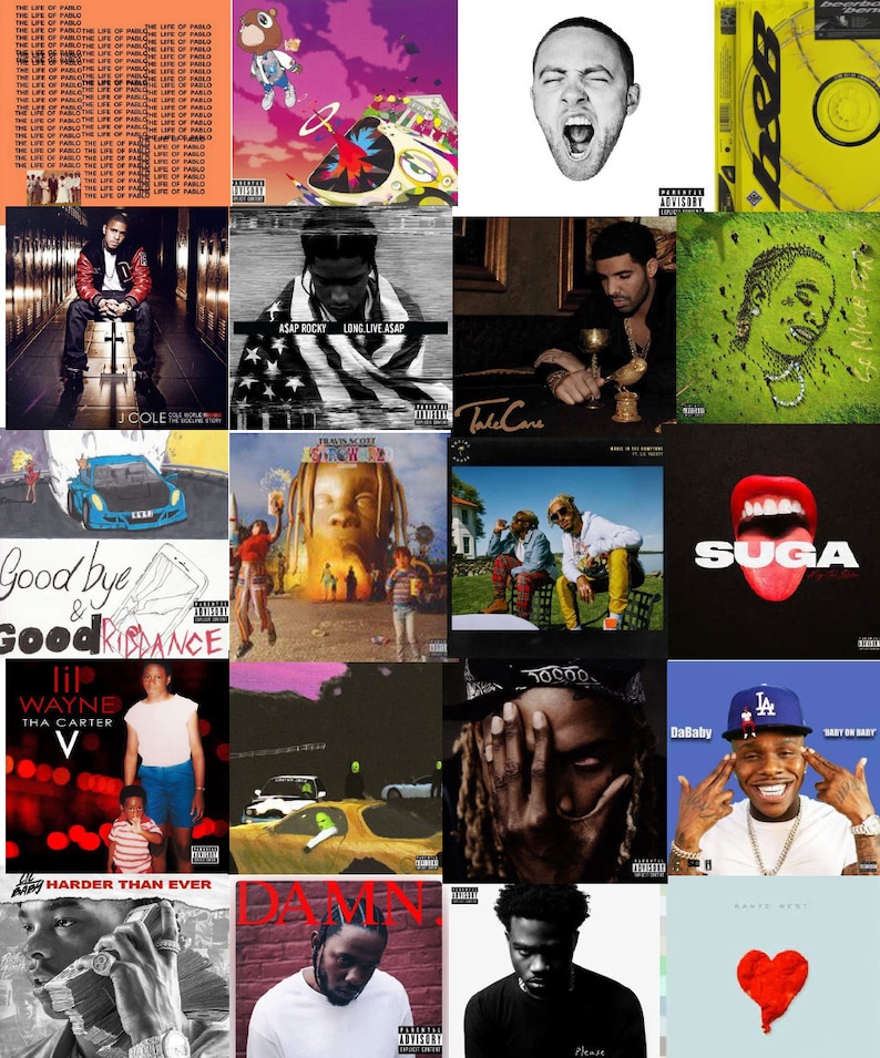 RAP/HIPHOP ALBUM covers collage 30pc set. Pick your top Etsy