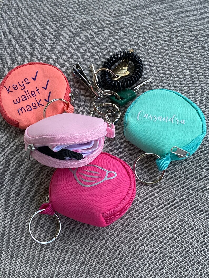 Face Mask Pouch Mask Holder With Key Ring Face Mask Case Etsy