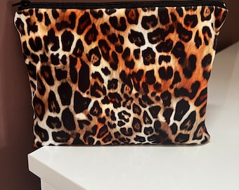 Leopard Print Velvet Make up, Cosmetics, Toiletries, Gift Bag