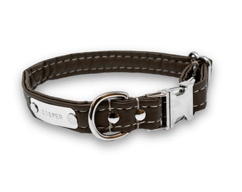 Personalized Leather Alternative Quick-Release Dog Collar With Name