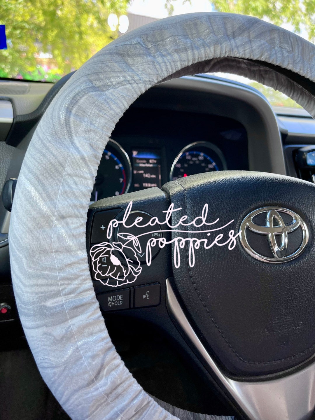 Shimmer Gray Marble Steering Wheel Cover With Grip Fabric Etsy