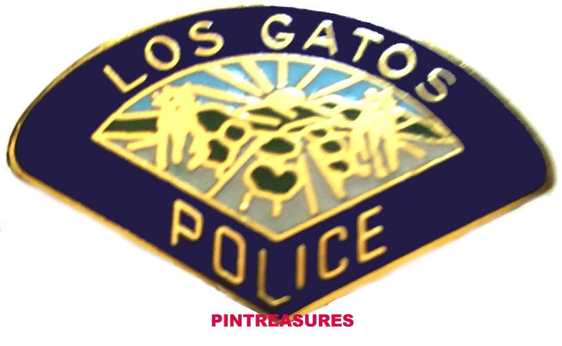 Los gatos police department lapel mini badge pin vintage etsy uk