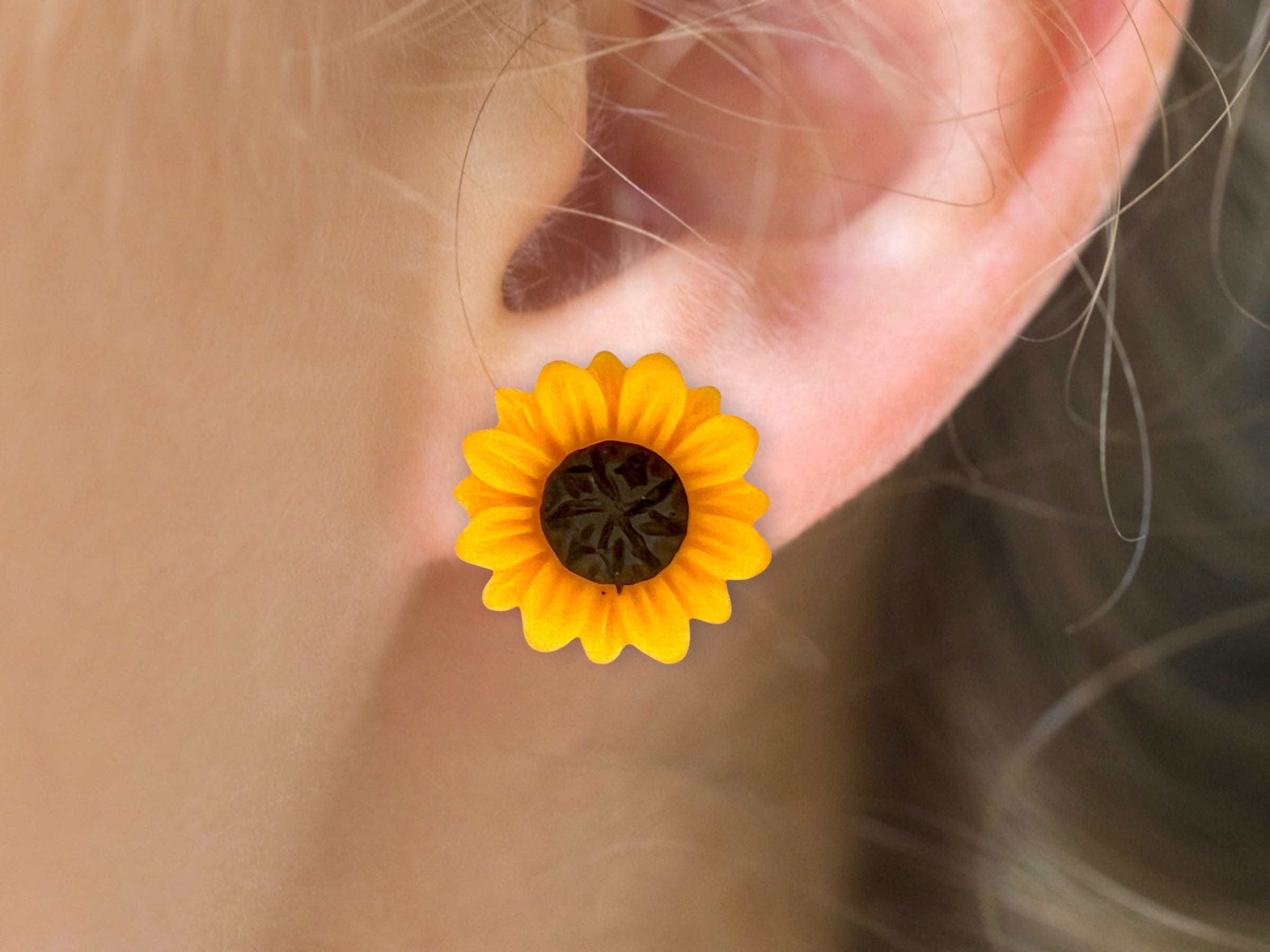 Sunflower Clip on Earrings Etsy