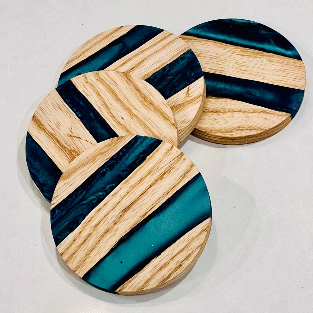 Light Wood Epoxy Coasters Etsy