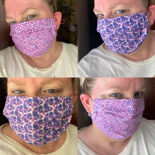 Epcot - Walt Disney World -Buckminster Fuller -Geodesic Pattern Reusable Reversible Three Layers of 100% Cotton Fabric Face Mask.