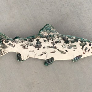Trout in raku copper, bronze and green