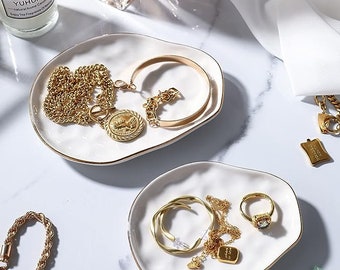 Ring Trinket Dishes | Set of 2 | Sink Ring Holder |  Bridesmaid Gift | Jewelry Dish Tray | Ceramic Ring  Dish | Bridal Shower Gift