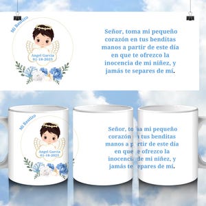 Mi Bautizo boy Mugs My Baptism Personalized Mug Baptism Coffee Favors Recuerdos de Bautizo- My Bautizo Mugs for Boy Baptism- 6 per order