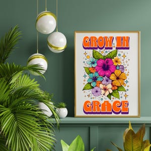 Grow in Grace PNG, Christian Sublimation Design, Floral Bible Verse Digital Download, Christian DTF Shirt Design, Faith Based PNG, 2 Peter 3