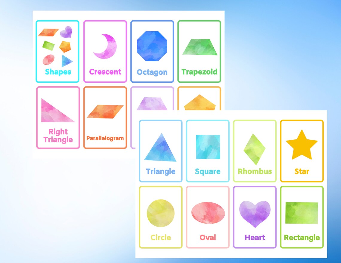 SHAPE FLASHCARDS PRINTABLE Preschool / Kindergarten Shape | Etsy