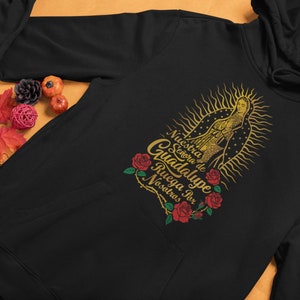 Guadalupe Hoodie, Guadalupe Sweatshirt Hoodie, Virgin Mary Hoodie, Catholic Clothing, Catholic Gifts, Religious Holiday Gifts,
