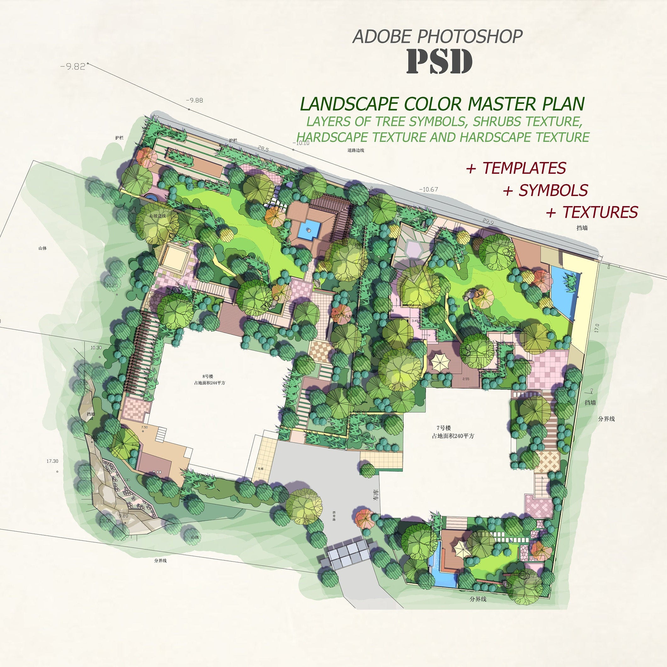 PSD Landscape Architecture Color Master Plan Templates PSD Landscape Architecture Color Master Plan Templates