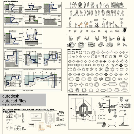 AutoCAD 2D DWG bloques plantillas dibujos-Figura humana - Etsy España