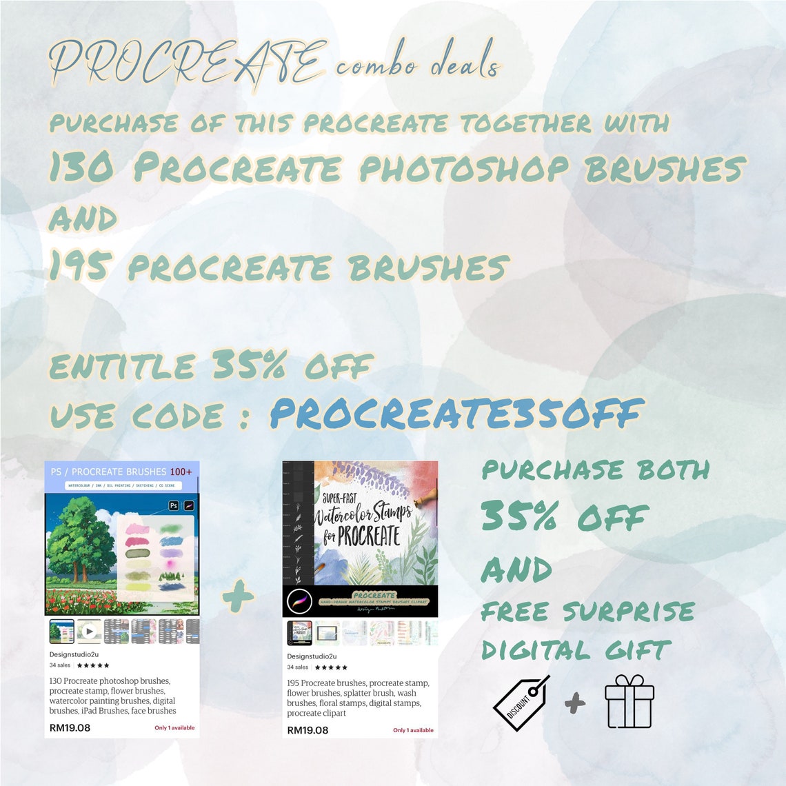 195 Procreate Brushes Procreate Stamp Flower Brushes Etsy