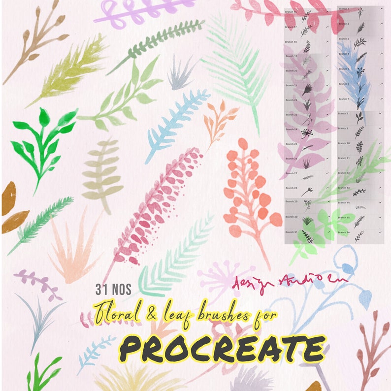 195 Procreate Brushes Procreate Stamp Flower Brushes Etsy
