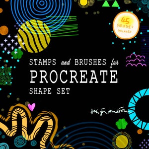 45nos Procreate IPAD brushes, procreate stamp, dots brushes, lines brushes, digital brushes, iPad Brushes, lines stamps, symbol stamps