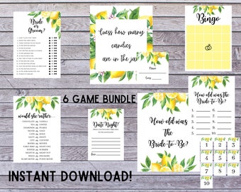 Cricut Lemon Bridal Shower Games Silhouette PDF PNG Hand Cut Printable Bridal Shower Game Bundle