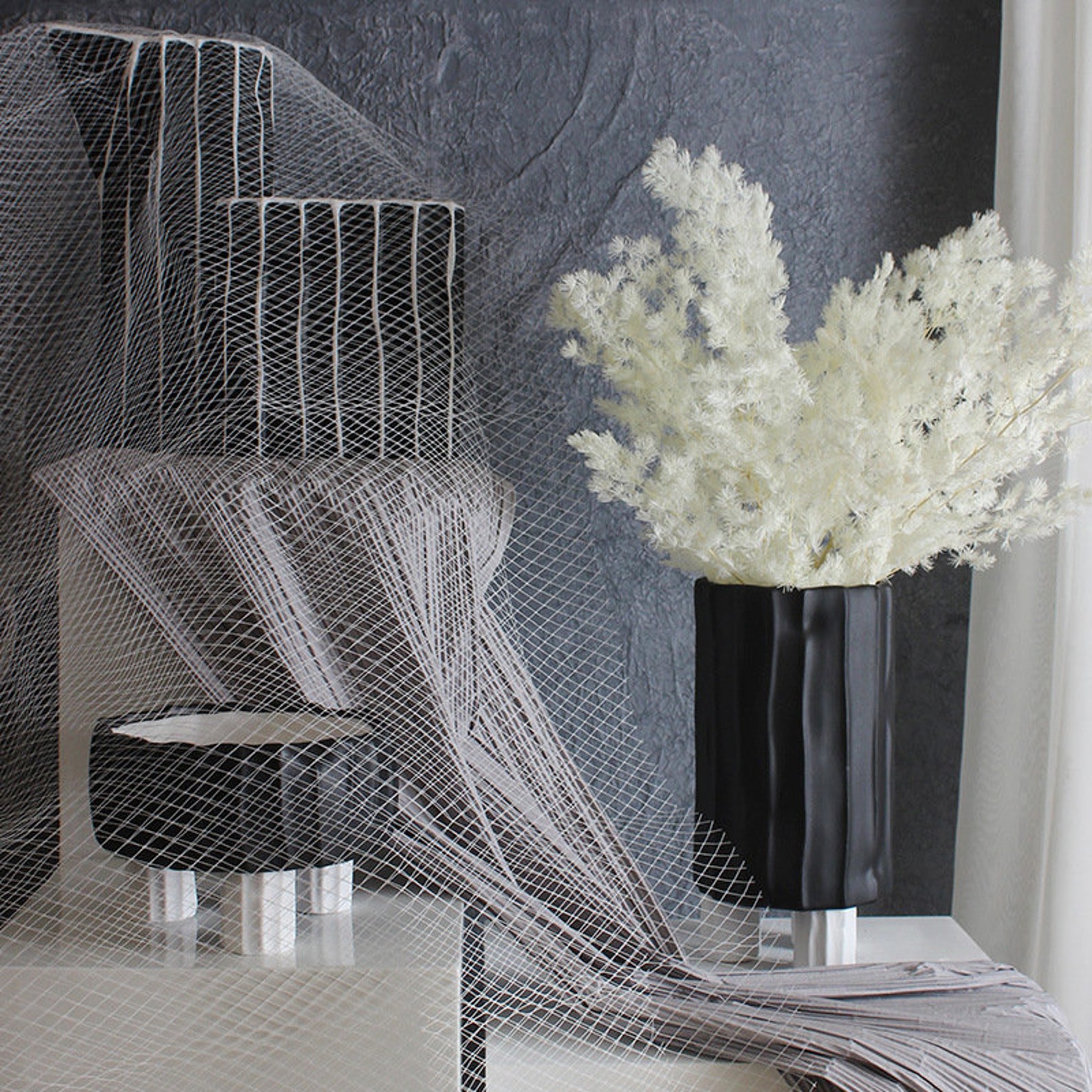 Porcelain Black Vase Tall Flower Vase Garden Art Large Etsy