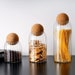 3-Piece Spice Jar Labels Set • Glass Food Canisters With Cork Ball • Glass Jars Storage Set • Spice Organizer • Seasoning Jars 