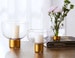 Golden Glass Pillar Candle Holder • Cozy Candle Jars Labels • Dried Flower Bouquet Vase • Modern Prayer Candle Label • Decorative Art Candle 