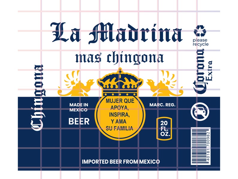 La MADRINA MAS CHINGONA / Corona Png Jpeg Cerveza Sublimation | Etsy