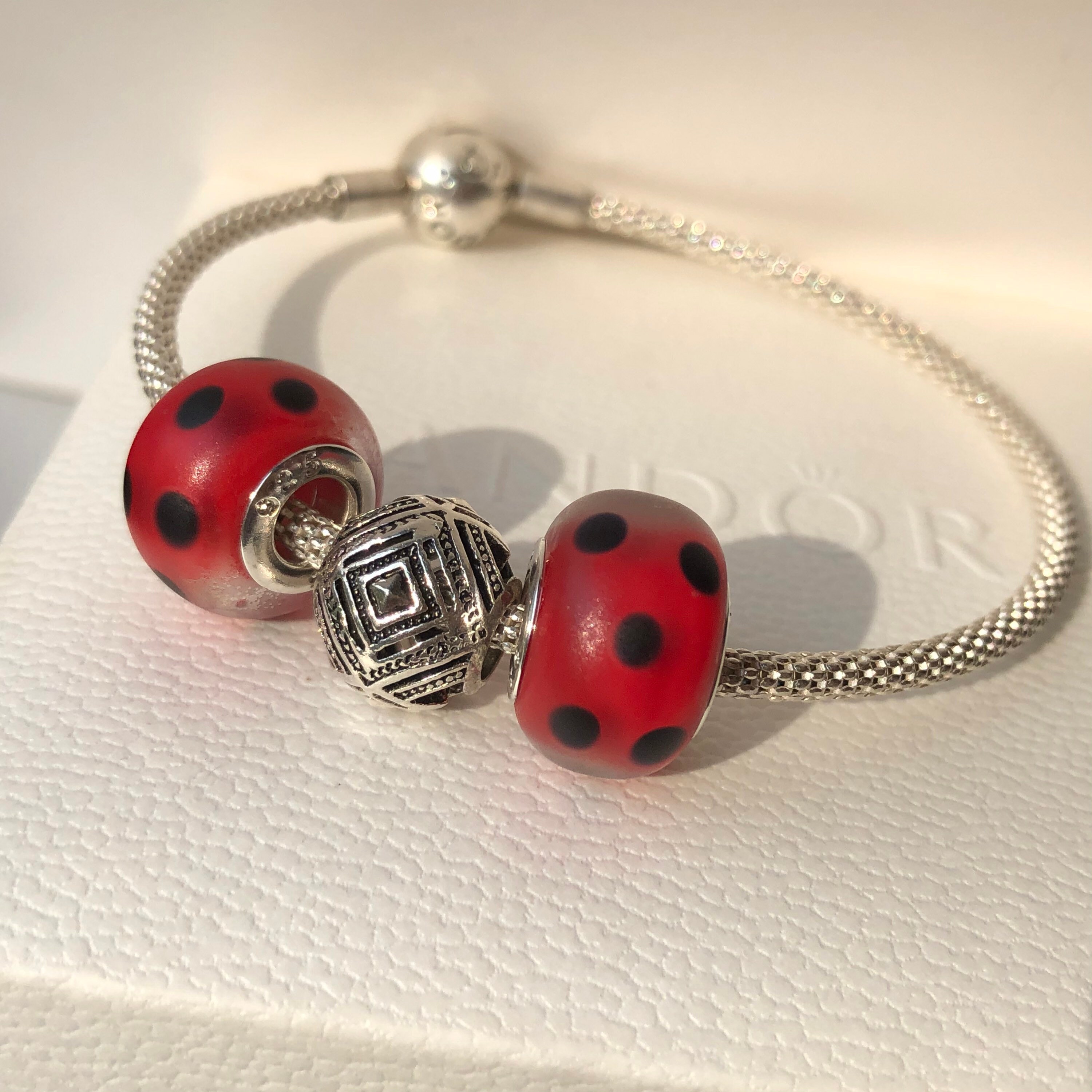 Ladybug. unique. Handmade Pandora Charms. Set 2x beads. Etsy