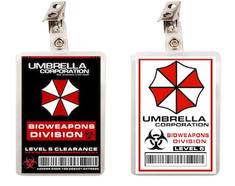 Resident Evil Umbrella Corporation Bioweapons Division ID Set of 2 ID Badges