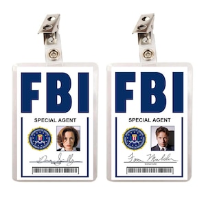 X Files Dana Scully & Fox Mulder FBI Set of 2 ID Badges