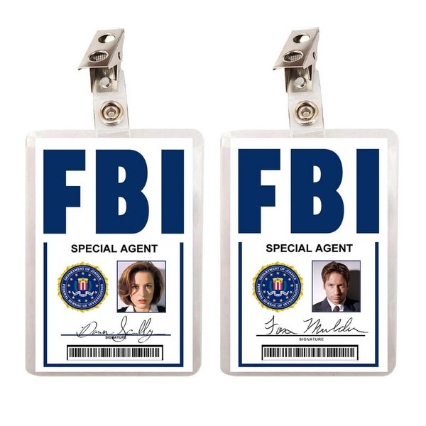 X Files Dana Scully & Fox Mulder FBI Set of 2 ID Badges