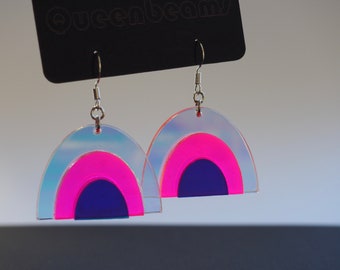 Iridescent Rainbow Acrylic Earrings, LGBTQIA+ Pride Jewelry