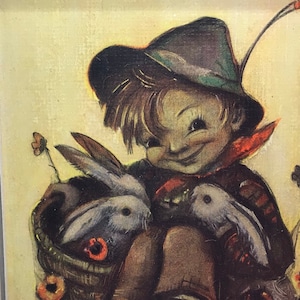 Vintage Pair of Small Framed Hummel Prints Creepy Children