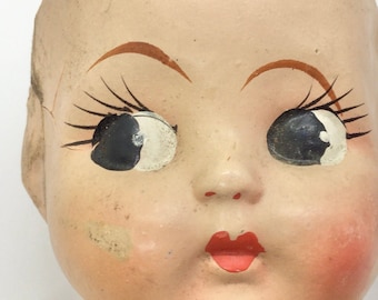 Vintage 1930s 15 Inch Carnival Big Eyed Composition Doll Shabby Distressed